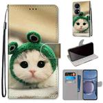 For Huawei P50 Coloured Drawing Cross Texture Horizontal Flip PU Leather Case with Holder & Card Slots & Wallet & Lanyard(Frog Kitten)