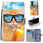 For Huawei P50 Coloured Drawing Cross Texture Horizontal Flip PU Leather Case with Holder & Card Slots & Wallet & Lanyard(Cat Drinking Soda)