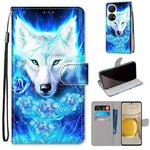 For Huawei P50 Pro Coloured Drawing Cross Texture Horizontal Flip PU Leather Case with Holder & Card Slots & Wallet & Lanyard(Dick Rose Wolf)