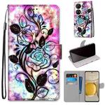 For Huawei P50 Pro Coloured Drawing Cross Texture Horizontal Flip PU Leather Case with Holder & Card Slots & Wallet & Lanyard(Color Bottom Hollow Flower)