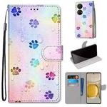 For Huawei P50 Pro Coloured Drawing Cross Texture Horizontal Flip PU Leather Case with Holder & Card Slots & Wallet & Lanyard(Footprint Water Drops)