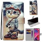 For OPPO A93 5G / A93s 5G / A54 5G / A74 5G Coloured Drawing Cross Texture Horizontal Flip PU Leather Case with Holder & Card Slots & Wallet & Lanyard(Leather Shoes Cat)