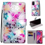 For OPPO A93 5G / A93s 5G / A54 5G / A74 5G Coloured Drawing Cross Texture Horizontal Flip PU Leather Case with Holder & Card Slots & Wallet & Lanyard(Gradient Colorful Flower)