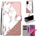 For OPPO A93 5G / A93s 5G / A54 5G / A74 5G Coloured Drawing Cross Texture Horizontal Flip PU Leather Case with Holder & Card Slots & Wallet & Lanyard(Pink Stone Texture)