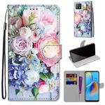 For OPPO A72 5G / A73 5G / A53 5G Coloured Drawing Cross Texture Horizontal Flip PU Leather Case with Holder & Card Slots & Wallet & Lanyard(Light Pink Bouquet)