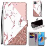 For OPPO A72 5G / A73 5G / A53 5G Coloured Drawing Cross Texture Horizontal Flip PU Leather Case with Holder & Card Slots & Wallet & Lanyard(Pink Stone Texture)