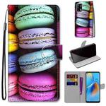 For OPPO F19 / A74 4G Coloured Drawing Cross Texture Horizontal Flip PU Leather Case with Holder & Card Slots & Wallet & Lanyard(Colorful Cakes)