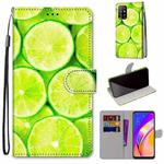 For OPPO A94 5G / A95 5G / F19 Pro+ 5G Coloured Drawing Cross Texture Horizontal Flip PU Leather Case with Holder & Card Slots & Wallet & Lanyard(Green Lemon)