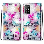 For OPPO A94 5G / A95 5G / F19 Pro+ 5G Coloured Drawing Cross Texture Horizontal Flip PU Leather Case with Holder & Card Slots & Wallet & Lanyard(Gradient Colorful Flower)