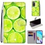For Xiaomi Redmi 10 Coloured Drawing Cross Texture Horizontal Flip PU Leather Case with Holder & Card Slots & Wallet & Lanyard(Green Lemon)