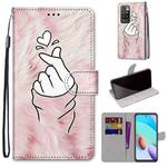 For Xiaomi Redmi 10 Coloured Drawing Cross Texture Horizontal Flip PU Leather Case with Holder & Card Slots & Wallet & Lanyard(Pink Hands Heart)
