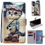 For Huawei P50 Coloured Drawing Cross Texture Horizontal Flip PU Leather Case with Holder & Card Slots & Wallet & Lanyard(Leather Shoes Cat)