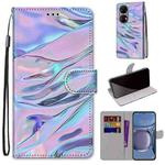 For Huawei P50 Coloured Drawing Cross Texture Horizontal Flip PU Leather Case with Holder & Card Slots & Wallet & Lanyard(Fluorescent Water Texture)