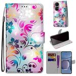 For Huawei P50 Coloured Drawing Cross Texture Horizontal Flip PU Leather Case with Holder & Card Slots & Wallet & Lanyard(Gradient Colorful Flower)