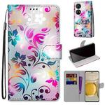 For Huawei P50 Pro Coloured Drawing Cross Texture Horizontal Flip PU Leather Case with Holder & Card Slots & Wallet & Lanyard(Gradient Colorful Flower)