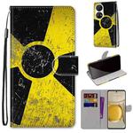 For Huawei P50 Pro Coloured Drawing Cross Texture Horizontal Flip PU Leather Case with Holder & Card Slots & Wallet & Lanyard(Yellow Black Logo)