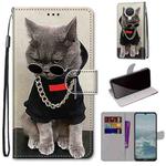 For Nokia G20 / G10 / 6.3 Coloured Drawing Cross Texture Horizontal Flip PU Leather Case with Holder & Card Slots & Wallet & Lanyard(Golden Chain Grey Cat)