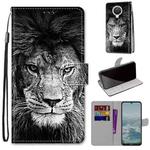 For Nokia G20 / G10 / 6.3 Coloured Drawing Cross Texture Horizontal Flip PU Leather Case with Holder & Card Slots & Wallet & Lanyard(Black White Lion Head)