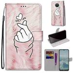 For Nokia G20 / G10 / 6.3 Coloured Drawing Cross Texture Horizontal Flip PU Leather Case with Holder & Card Slots & Wallet & Lanyard(Pink Hands Heart)