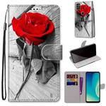 For ZTE Blade A7s 2020 Coloured Drawing Cross Texture Horizontal Flip PU Leather Case with Holder & Card Slots & Wallet & Lanyard(Wood Red Rose)