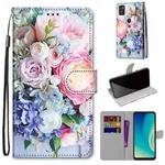 For ZTE Blade A7s 2020 Coloured Drawing Cross Texture Horizontal Flip PU Leather Case with Holder & Card Slots & Wallet & Lanyard(Light Pink Bouquet)