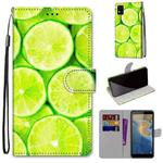 For ZTE Blade A31 Coloured Drawing Cross Texture Horizontal Flip PU Leather Case with Holder & Card Slots & Wallet & Lanyard(Green Lemon)