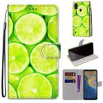 For ZTE Blade A51 Coloured Drawing Cross Texture Horizontal Flip PU Leather Case with Holder & Card Slots & Wallet & Lanyard(Green Lemon)