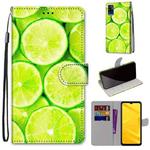 For ZTE Blade A71 Coloured Drawing Cross Texture Horizontal Flip PU Leather Case with Holder & Card Slots & Wallet & Lanyard(Green Lemon)