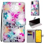 For ZTE Blade A71 Coloured Drawing Cross Texture Horizontal Flip PU Leather Case with Holder & Card Slots & Wallet & Lanyard(Gradient Colorful Flower)