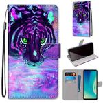 For ZTE Blade A7s 2020 Coloured Drawing Cross Texture Horizontal Flip PU Leather Case with Holder & Card Slots & Wallet & Lanyard(Tiger Drinking Water)