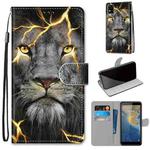 For ZTE Blade A31 Coloured Drawing Cross Texture Horizontal Flip PU Leather Case with Holder & Card Slots & Wallet & Lanyard(Fission Lion)