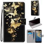 For ZTE Blade A31 Coloured Drawing Cross Texture Horizontal Flip PU Leather Case with Holder & Card Slots & Wallet & Lanyard(Golden Butterfly Group)