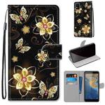 For ZTE Blade A31 Coloured Drawing Cross Texture Horizontal Flip PU Leather Case with Holder & Card Slots & Wallet & Lanyard(Gold Diamond Butterfly)