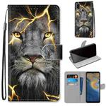 For ZTE Blade A51 Coloured Drawing Cross Texture Horizontal Flip PU Leather Case with Holder & Card Slots & Wallet & Lanyard(Fission Lion)