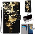 For ZTE Blade A51 Coloured Drawing Cross Texture Horizontal Flip PU Leather Case with Holder & Card Slots & Wallet & Lanyard(Golden Butterfly Group)