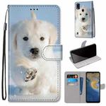 For ZTE Blade A51 Coloured Drawing Cross Texture Horizontal Flip PU Leather Case with Holder & Card Slots & Wallet & Lanyard(Snow Puppy)
