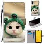 For ZTE Blade A71 Coloured Drawing Cross Texture Horizontal Flip PU Leather Case with Holder & Card Slots & Wallet & Lanyard(Frog Kitten)