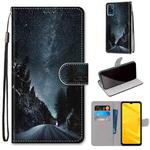 For ZTE Blade A71 Coloured Drawing Cross Texture Horizontal Flip PU Leather Case with Holder & Card Slots & Wallet & Lanyard(Mountain Road Starry Sky)