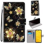 For ZTE Blade A71 Coloured Drawing Cross Texture Horizontal Flip PU Leather Case with Holder & Card Slots & Wallet & Lanyard(Gold Diamond Butterfly)
