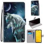 For ZTE Blade A71 Coloured Drawing Cross Texture Horizontal Flip PU Leather Case with Holder & Card Slots & Wallet & Lanyard(Pensive Wolf)
