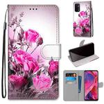 For OPPO A54 5G / A74 5G / A93 5G / A93s 5G Coloured Drawing Cross Texture Horizontal Flip PU Leather Case with Holder & Card Slots & Wallet & Lanyard(Wild Rose)