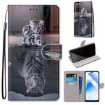 For OPPO A55 5G / A54 4G / A53s 5G / A16 4G Coloured Drawing Cross Texture Horizontal Flip PU Leather Case with Holder & Card Slots & Wallet & Lanyard(Cat Becomes Tiger)