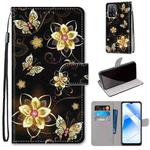 For OPPO A55 5G / A54 4G / A53s 5G / A16 4G Coloured Drawing Cross Texture Horizontal Flip PU Leather Case with Holder & Card Slots & Wallet & Lanyard(Gold Diamond Butterfly)