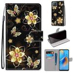 For OPPO A72 5G / A73 5G / A53 5G Coloured Drawing Cross Texture Horizontal Flip PU Leather Case with Holder & Card Slots & Wallet & Lanyard(Gold Diamond Butterfly)