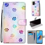 For OPPO A74 4G / F19 Coloured Drawing Cross Texture Horizontal Flip PU Leather Case with Holder & Card Slots & Wallet & Lanyard(Footprint Water Drops)