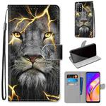 For OPPO F19 Pro+ 5G / A94 5G / A95 5G Coloured Drawing Cross Texture Horizontal Flip PU Leather Case with Holder & Card Slots & Wallet & Lanyard(Fission Lion)
