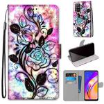 For OPPO F19 Pro+ 5G / A94 5G / A95 5G Coloured Drawing Cross Texture Horizontal Flip PU Leather Case with Holder & Card Slots & Wallet & Lanyard(Color Bottom Hollow Flower)