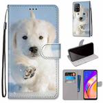 For OPPO F19 Pro+ 5G / A94 5G / A95 5G Coloured Drawing Cross Texture Horizontal Flip PU Leather Case with Holder & Card Slots & Wallet & Lanyard(Snow Puppy)