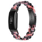 For Fitbit Inspire 2 / Inspire Oval Resin Watch Band(Black Pink Flower)