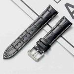 12mm Calf Leather Watch Band(Black White Lines)